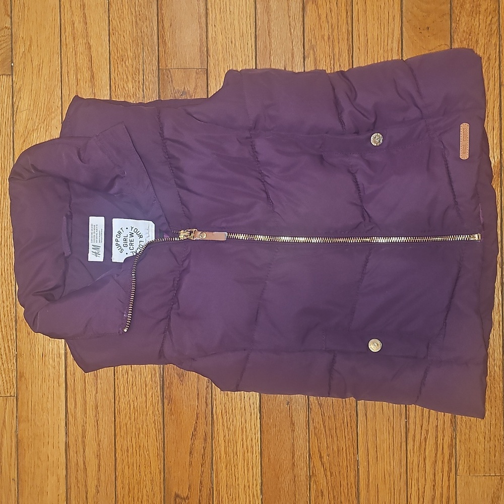 Girl's h&m purple puffer vest size 8/10